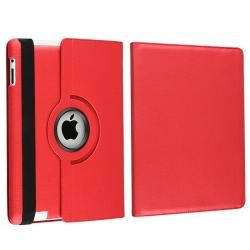 Red Leather Swivel Case/ Protector/ Stylus for Apple iPad 2/ 3/ New