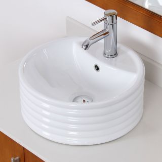 Elite White Ceramic Bathroom Round Vessel Sink Today: $139.50