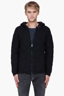 Diesel Black Gold Charcoal Hooded Knit Sweater for men