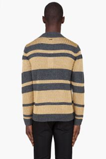 SLVR Gold Striped Knit Sweater for men