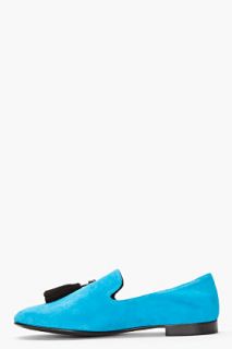 Giuseppe Zanotti Bright Blue Tassled Suede Kevin Loafers for men