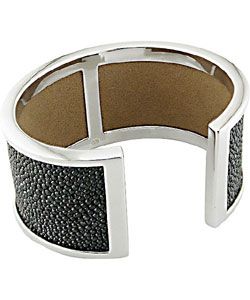 Sterling Silver Faux Stingray Leather Cuff Bracelet (case of 6