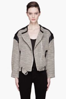 Iro Metallic Gold Tweed And Black Leather Jake Jacket for women
