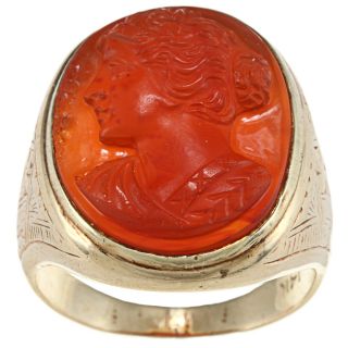 14k Yellow Gold Carved Agate Cameo Estate Ring Today: $1,199.99