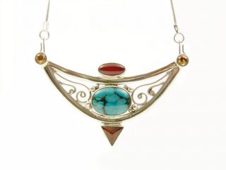 Amber, Carnelian and Turquoise Necklace (Indonesia Today $71.99 2.0