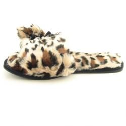 Charter Club Womens Faux Fur Pom Slide Brown Slippers (Size 9