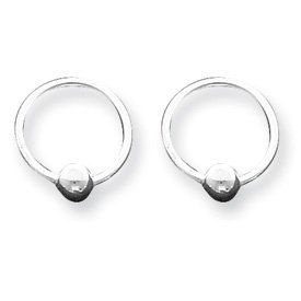 Earrings Hoop Ball Sterling Silver Jewelry