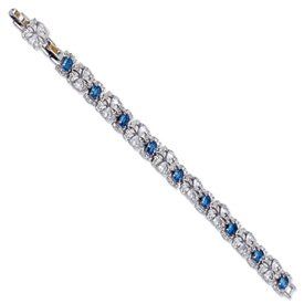 Silver tone Swarovski Element Crystal Blue 7.25inch With
