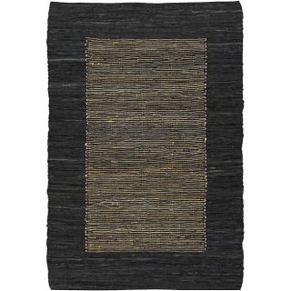 Hand woven Mandara Black Leather Rug (79 x 106) Today $373.54 Sale