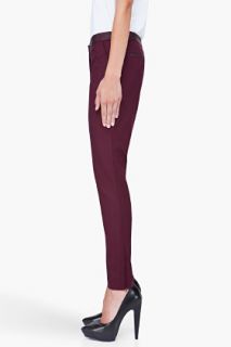 Elizabeth And James Burgundy Leather Trimmed Maxwell Trousers for women