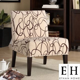 ETHAN HOME Comfortable Chocolate Swirl Print Lounge Chair
