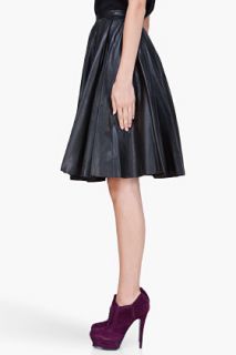 McQ Alexander McQueen Black Pleated Leather Skirt for women