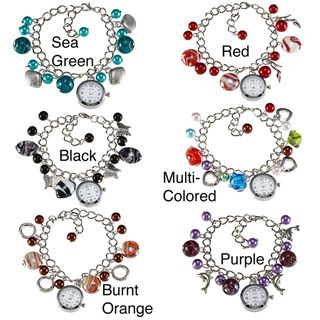 La Preciosa Silvertone Beads and Watch Charm Bracelet