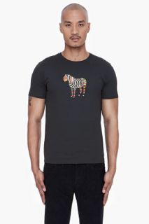 Paul Smith Jeans Washed Black Zebra Print T shirt for men