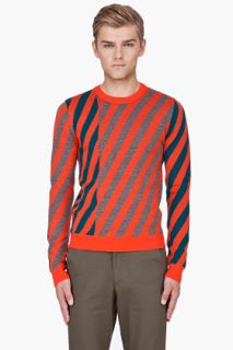 Opening Ceremony Red Wool Jagged Stripe Sweater for men