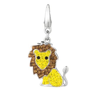 Sterling Silver Yellow, Brown and Black Crystal Lion Charm Today $42