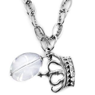 Stainless Steel Crown and Crystal Necklace