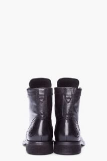 Diesel Black Leather Mil Boots for men