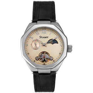 Stauer Mens E227S Mechanical Tourbillion Black Leather Watch Watches