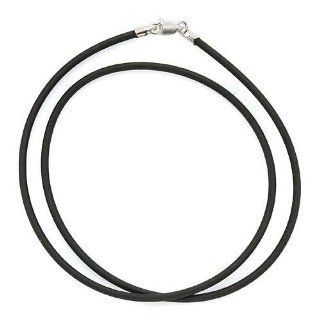 Black Rubber 2mm Tube Necklace With Sterling Silver Clasp