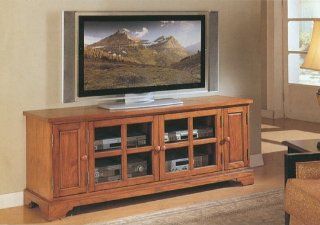 Oak Finish Wood Plasma LCD Flat Panel TV Stand: Furniture