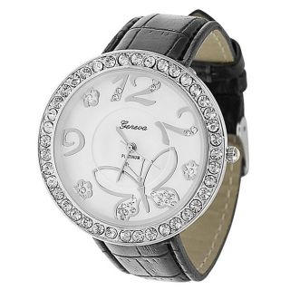 Geneva Platinum Womens Rhinestone accented Butterfly Watch