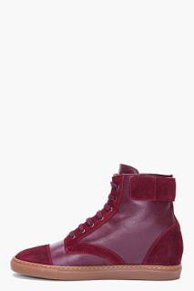 Woman By Common Projects Burgundy Leather Wedge Sneakers for women