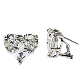 Collette Z Sterling Silver Clear Cubic Zirconia Heart Earrings