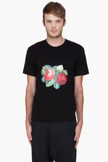 Comme Des Garçons Homme Plus Black Flower Print T shirt for men