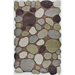 Alexa Hand carved Stones and Pebbles Wool Rug (76 x 96)