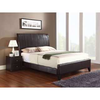 Flare California King Size Brown Bonded Leather Sleigh Bed