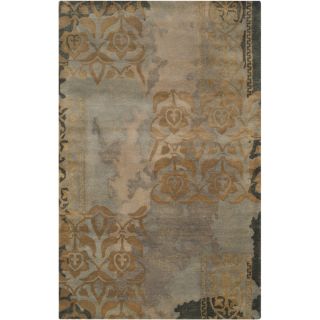 Hand tufted Midnight Green Abstract Floral Wool Rug (8 x 11)