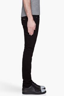 Nudie Jeans Black Tight Long John Raw Organic Cotton Jeans for men