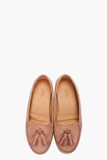 A.P.C. Light Brown Leather Moccasin Flats for women