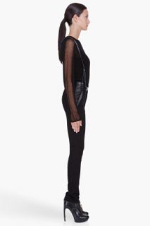 Denis Gagnon Black Leather Suspender Wool Trousers for women
