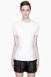 T By Alexander Wang White Glossy Double Drape Jersey Shirt for women