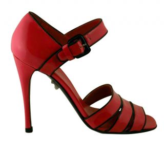 Prada Womens Patent Leather Open Toe Sandals