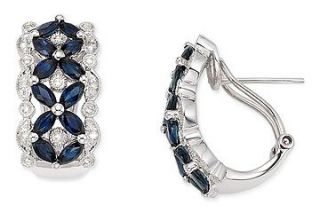 14k Gold 1/6ct TDW Diamond and Blue Sapphire Earrings (H I J, I1 I2
