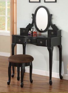 Espresso Vanity Set 5 Drawers w/ Stool &Mirror Home