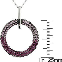 14k Gold Pink Sapphire and Ruby Circle Necklace