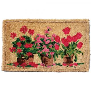 Potted Summer Flowers Rope Inlay Coir Mat (16 x 27)