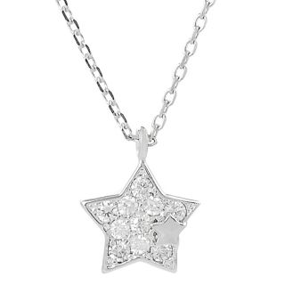 Silvertone Pave set Cubic Zirconia Star Necklace