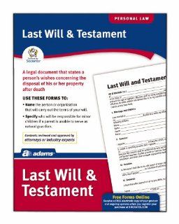 Adams Last Will & Testament Form, 8.5 x 11 Inch, White