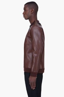 Givenchy Brown Leather Crewneck Sweater for men