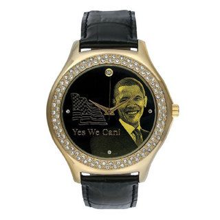 Barack Obama BO 2192 Mens Black Leather Strap Inauguration Watch