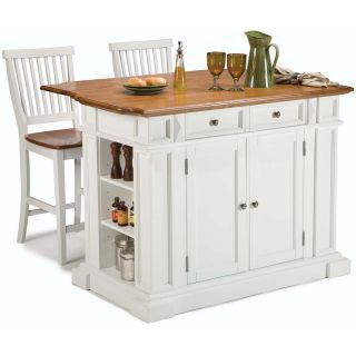 Home Styles White Distressed Oak Kitchen Island and Bar Stools Today