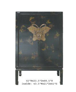 Black Rainbow Butterfly Chinese Armoire Cabinet Awk1951