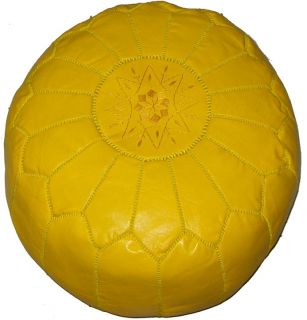 Moroccan Yellow Contemporary Leather Ottoman (Morocco) Today $149.99