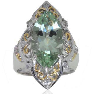 Michael Valitutti Silver/ Palladium/ 18k Vermeil Green Amethyst Ring
