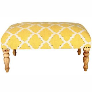 Hand Upholstered Moroccan Trellis Yellow Wood Bench Today $379.99